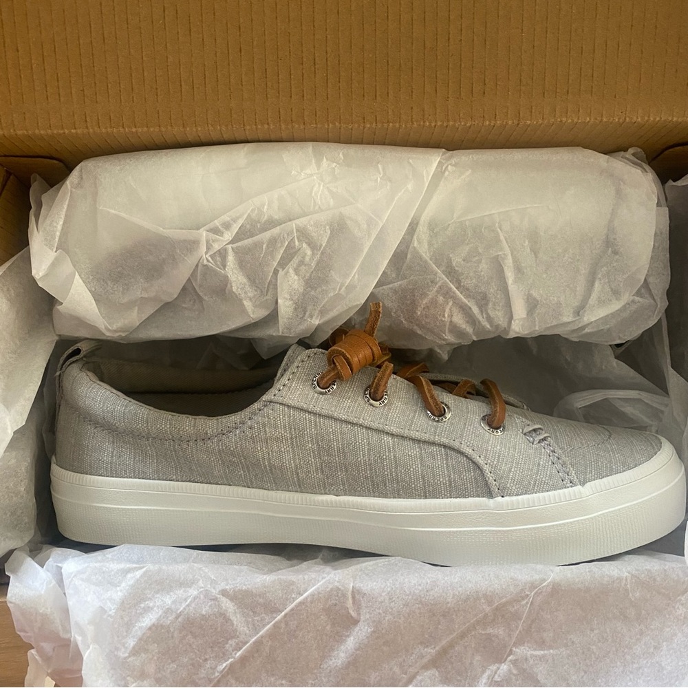 Sperry Crest Vibe Textile Stripe Sneaker, Grey, Women’s 6 - Picture 2 of 7